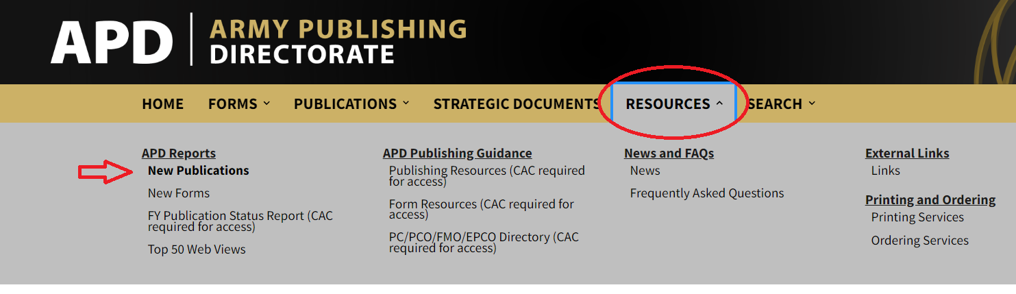 APD website: Select New Publications under Resources tab